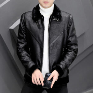 Fashion Casual Simple Thick Fur Collar Men's Clothing