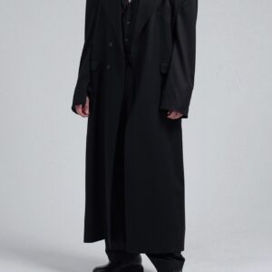 Black Double-breasted Oversized Long Coat