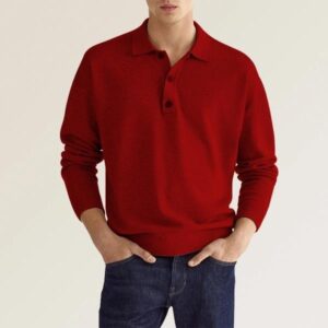 European And American Autumn Long Sleeve V-neck Buttons Men's Casual Jacket Polo Shirt