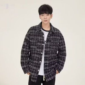 Men's Wool Plaid Lapel Jacket