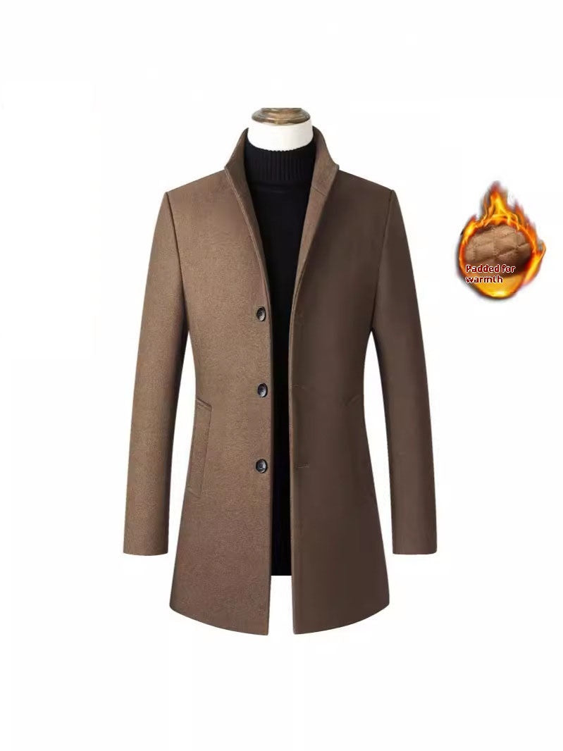 7ac43a3c-7844-4dc7-b5a1-80dec5c137c2_trans European And American Single-breasted Stand Collar Coat Cotton Padded Men's Trench Coat Woolen Coat - Image 14