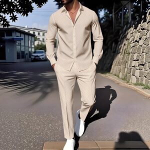 Spring And Autumn Plaid Square Grain Printing Comfortable Basic Commuting Men's Suit