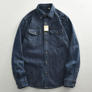 Striped Denim Shirt Men's Business Shirt Coat