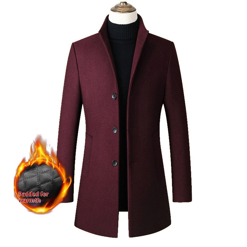European And American Single-breasted Stand Collar Coat Cotton Padded Men's Trench Coat Woolen Coat B99dea85 8f0d 4c79 8f12 07c30cfa3385 Trans