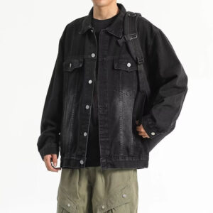 Yellow-ochre Vintage Men's Washed Multi-pocket Design Jacket