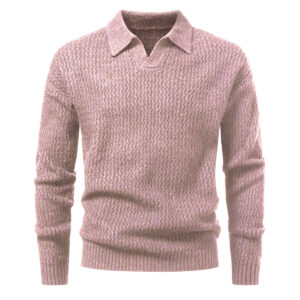 Men's Solid Color Turtleneck Sweater Cable Knit Long Sleeve Top