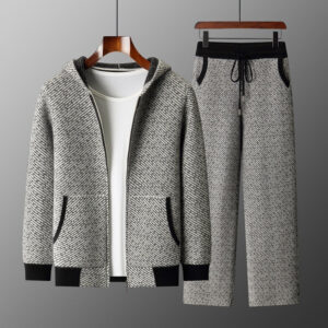 Men's Hooded Sweater Cardigan Casual Set